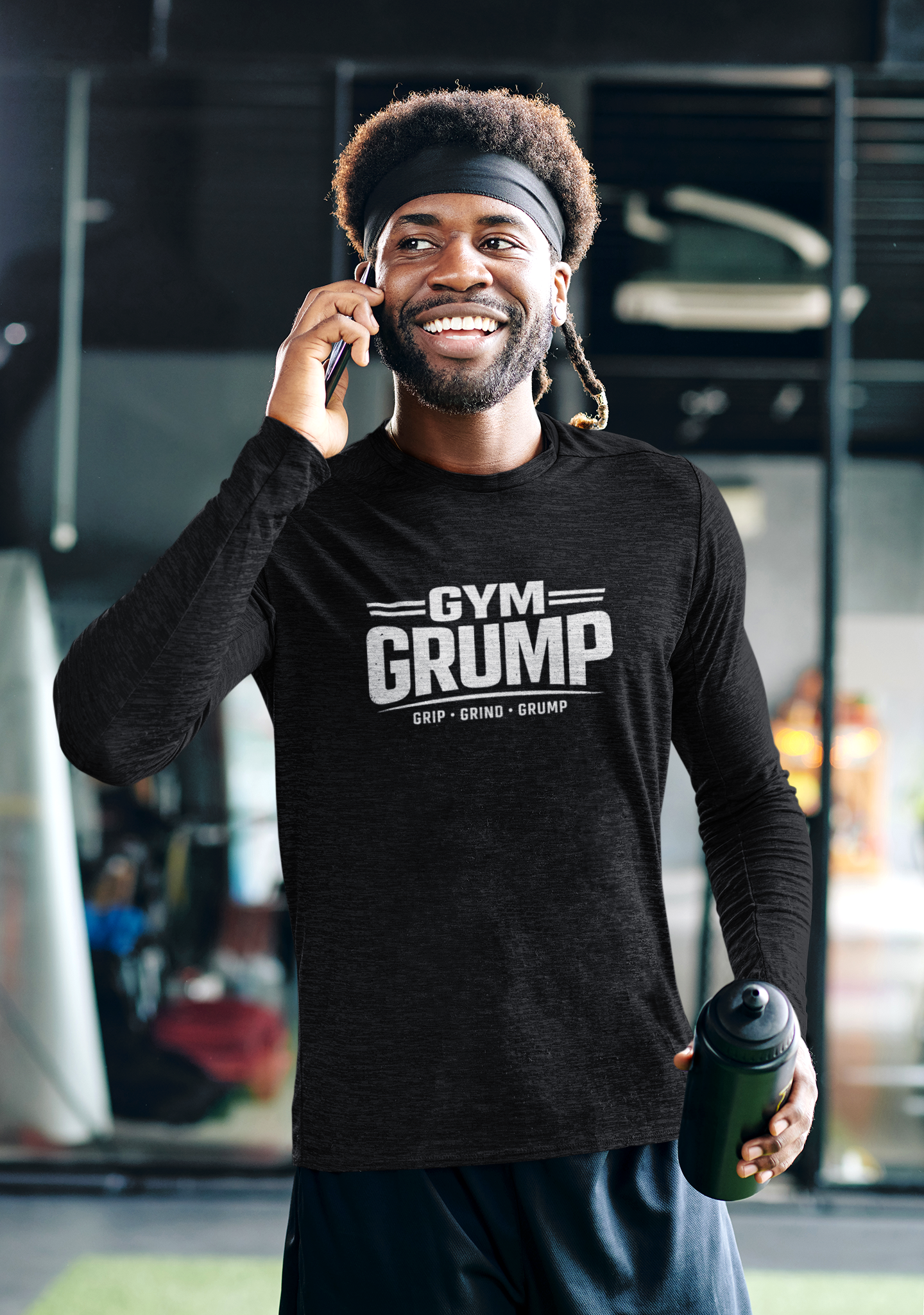 GYM GRUMP LOGO - GRIP | GRIND | GRUMP -  Long Sleeve Shirt with Distressed Letters